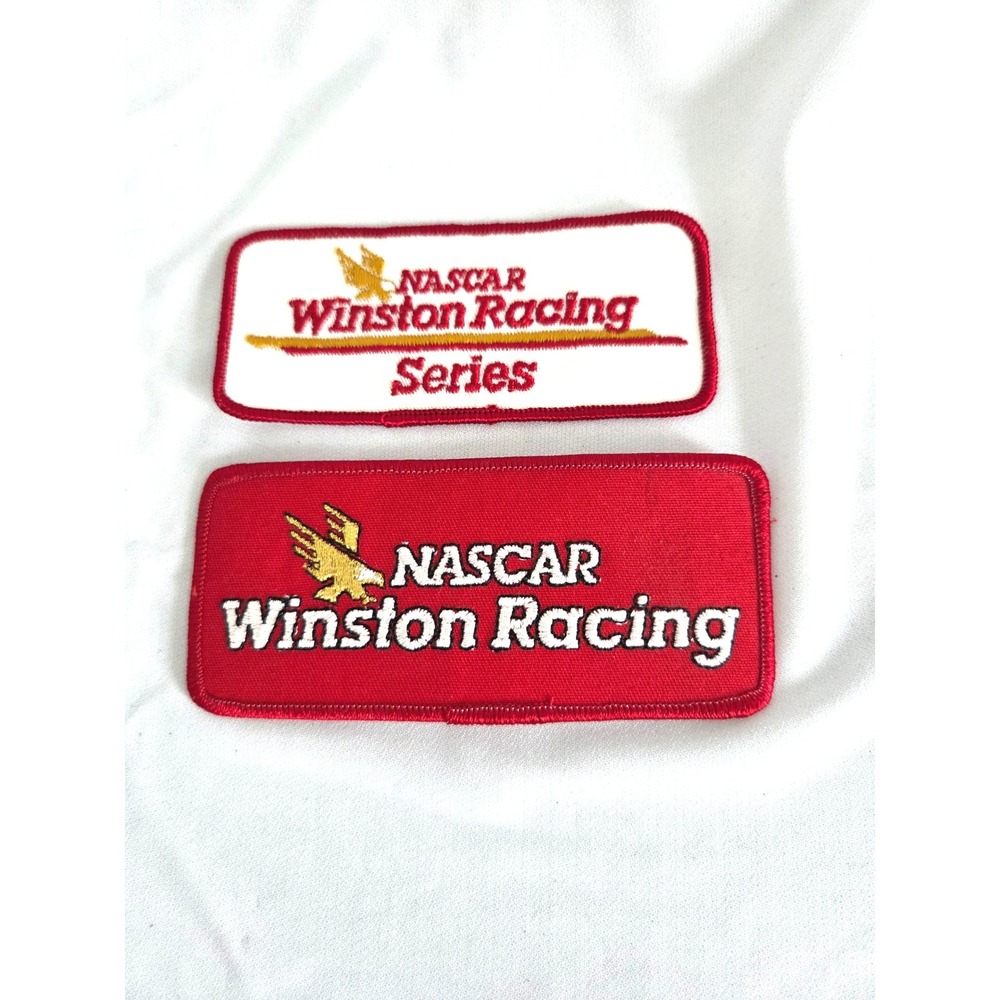 Vintage NASCAR Winston Racing Series Embroidered Patches Red White Set of 2